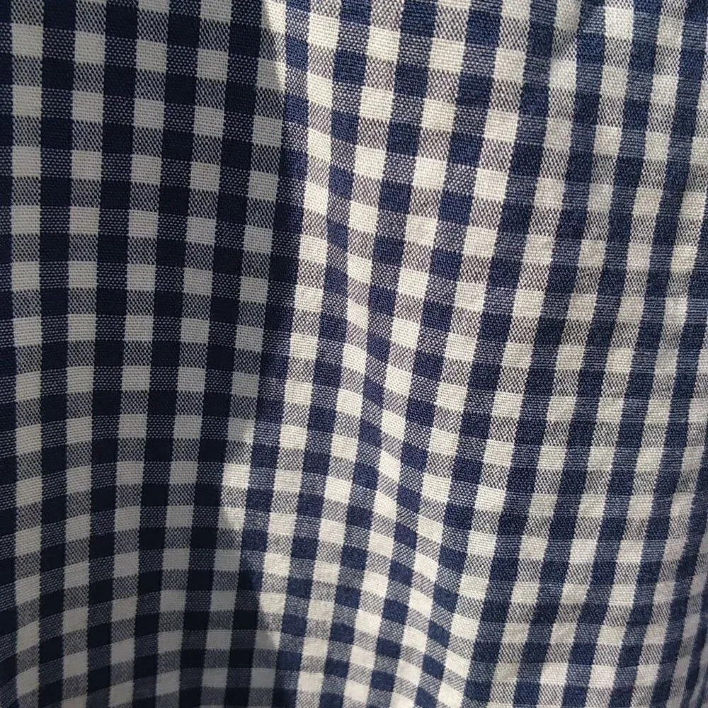 J. Crew Navy White Checked Long Sleeve Lightweight Button Down Slim Fit - L